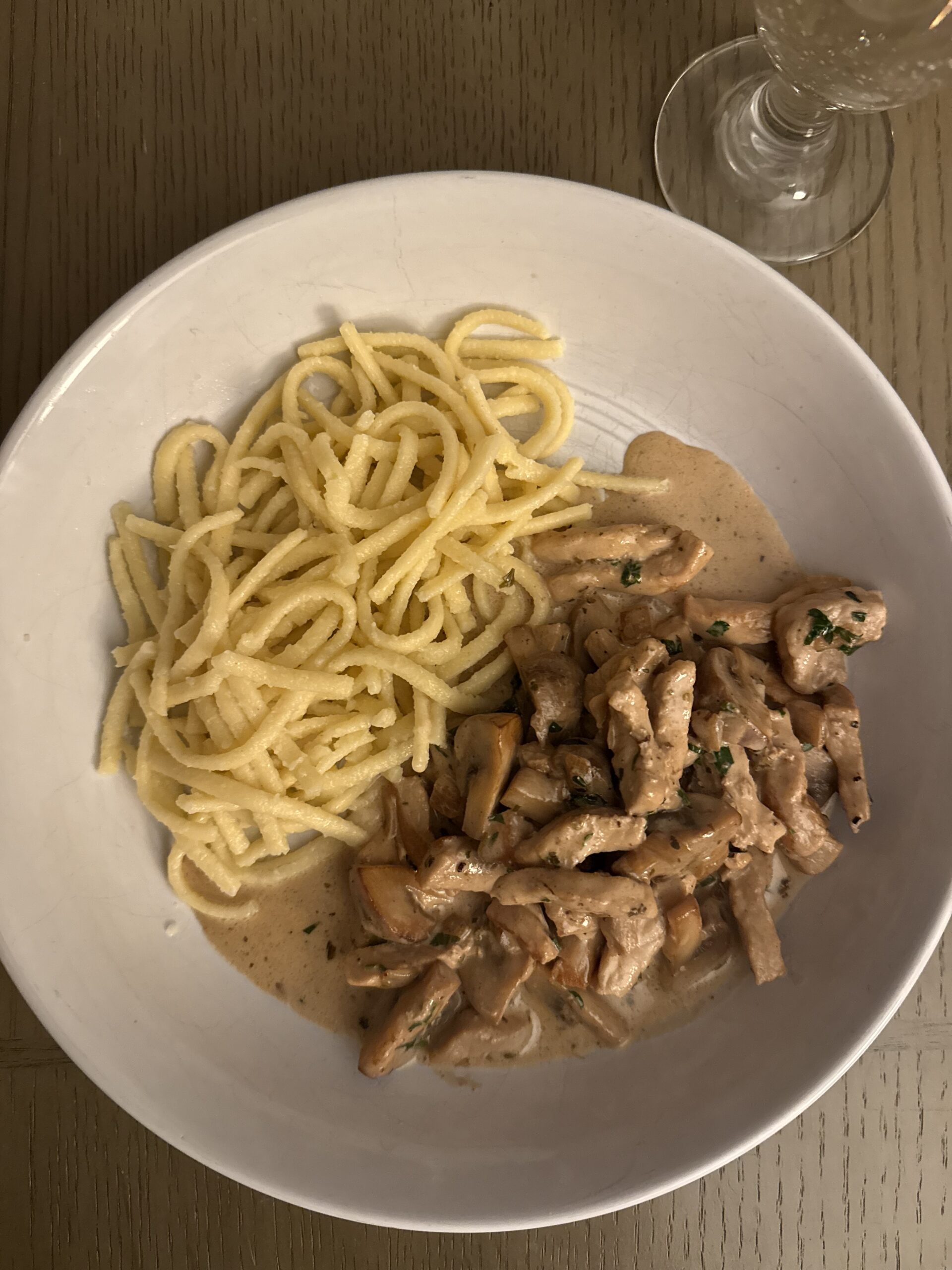 Pork with creamy mushroom sauce